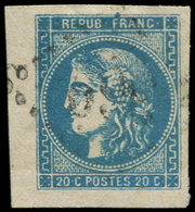 EMISSION DE BORDEAUX - 46B  20c. Bleu, T III, R II, Petit Cdf, Obl. GC Léger, Superbe - 1870 Emisión De Bordeaux