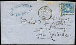 Let EMISSION DE BORDEAUX - 46B  20c. Bleu, T III, R II, PERCE En LIGNES, Obl. GC 2210 S. LAC, Càd T17 MARENNES 8/4/71, T - 1870 Emisión De Bordeaux