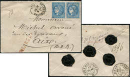 Let EMISSION DE BORDEAUX - 46B  20c. Bleu, T III, R II, PAIRE Obl. GC 164 S. Env. CHARGE, Càd T16 ARLES-S-RHONE 9/3/71,  - 1870 Emisión De Bordeaux