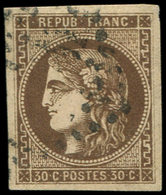 EMISSION DE BORDEAUX - 47d  30c. Brun Foncé, Obl. GC, TB, Cote Et N° Maury - 1870 Emisión De Bordeaux