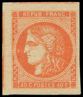 ** EMISSION DE BORDEAUX - 48   40c. Orange, 3 Amorces De Voisins, Superbe - 1870 Emisión De Bordeaux