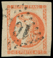 EMISSION DE BORDEAUX - 48   40c. Orange, 3 Marges énormes, Obl. GC, Superbe. C - 1870 Emisión De Bordeaux