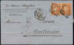 Let EMISSION DE BORDEAUX - 48c  40c. ROUGE-ORANGE, PAIRE Obl. GC 532 S. LSC, Càd T17 BORDEAUX 1/6/71, Pour MONTEVIDEO, B - 1870 Emisión De Bordeaux