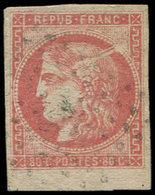 EMISSION DE BORDEAUX - 49d  80c. GROSEILLE, Petit Bdf, Variété D'impression, Obl., Nuance Certifiée Calves, TB. C - 1870 Emisión De Bordeaux