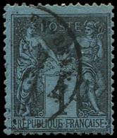 TYPE SAGE - 84    1c. Noir Sur BLEU DE PRUSSE, Obl. Càd, Restauré, Aspect TB - 1876-1878 Sage (Type I)