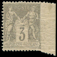 ** TYPE SAGE - 87    3c. Gris, Dentelé 3 COTES, Petit Bdf, Petite Froissure De Gomme D'origine, TB - 1876-1878 Sage (Type I)