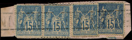 TYPE SAGE - 101  15c. Bleu, 4 Ex. Annulation Caisse D'Epargne S. Fragt, TB - 1876-1878 Sage (Type I)