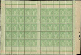 ** TYPE SAGE - 106   5c. Vert-jaune, PANNEAU De 50 Mill.9, Point Roux S. 3 Ex., Très Bon Centrage Dans L'ensemble TB - 1876-1878 Sage (Type I)