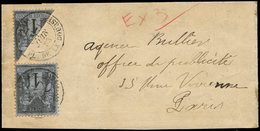 Let TYPE SAGE SUR LETTRES - N°83 Et Moitié De N°83 Obl. PL. De La BOURSE ( )/6/83 Sur Bande, TB - 1877-1920: Periodo Semi Moderno