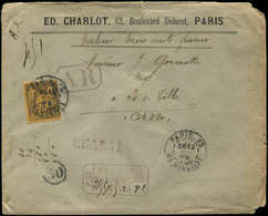 Let TYPE SAGE SUR LETTRES - N°99 Obl. PARIS 30 12/11/92 S. Env. CHARGE, TB - 1877-1920: Periodo Semi Moderno