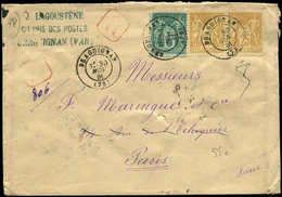 Let Recommandés, Chargés, Par Départements - 78/VAR N°75 Et 92 PAIRE Obl. Càd T17 DRAGUIGNAN 30/11/81 Sur Env. Rec., TB - 1877-1920: Periodo Semi Moderno