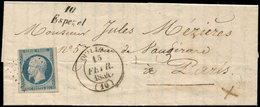 Let OBLITERATIONS PAR DEPARTEMENTS - 10/AUDE N°10 Obl. PC 1199 S. LAC, Càd T14 QUILLAN 15/2/54, Cursive 10/ESPEZEL, TB/T - 1849-1876: Période Classique