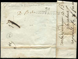 Let OBLITERATIONS PAR DEPARTEMENTS - 34/ILLE & VILAINE MP 34/MONTAUBAN En Déboursé, Mention Manuscrite "D.B De " Sur LAC - 1849-1876: Periodo Clásico