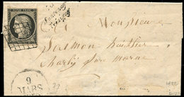 Let OBLITERATIONS PAR DEPARTEMENTS - 73/SEINE & MARNE N°3 Obl. GRILLE S. LAC, Cursive 73/FONTENAY/TRESIGNY Et Dateur A 9 - 1849-1876: Periodo Clásico