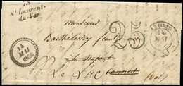 Let OBLITERATIONS PAR DEPARTEMENTS - 78/VAR Cursive 78/St LAURENT/DU-VAR S. LAC De NICE Etat SARDE Du 14/5/54, Càd T14 A - 1849-1876: Periodo Clásico