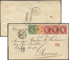 Let AFFRANCHISSEMENTS ET COMBINAISONS - N°20, 23 Et 32 BANDE De 3, Obl. Etoile 1 S. LAC, Càd Pl. De La Bourse 9/10/69, A - 1849-1876: Période Classique