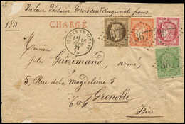 Let AFFRANCHISSEMENTS ET COMBINAISONS - N°20, 30, 48 (effl.) Et 49 Obl. GC 3677 S. Env. CHARGE, Càd T16 St JEAN En ROYAN - 1849-1876: Période Classique