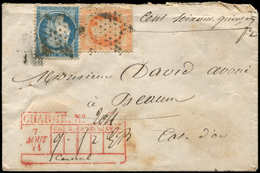 Let AFFRANCHISSEMENTS ET COMBINAISONS - N°31 Défx Et 37 Obl. Etoile S. Env. CHARGE, Descriptif Au Recto 7/8/71, B/TB - 1849-1876: Classic Period