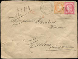 Let AFFRANCHISSEMENTS ET COMBINAISONS - N°38 Et 57 Obl. Etoile 21 S. Env. CHARGE, Càd PARIS 8/12/72, TB - 1849-1876: Classic Period