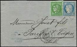 Let AFFRANCHISSEMENTS DE SEPTEMBRE 1871 - N°37 Et 42B Obl. GC 2046 S. LAC, Càd T17 LILLE 2/9/71, TB - 1849-1876: Période Classique