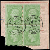 LETTRES ET OBLITERATIONS D'ALGERIE - N°20 5c. Vert, BLOC De 4 Obl. Càd CHERCHELL 7/6/72, TTB - 1849-1876: Periodo Clásico