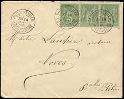 Let LETTRES ET OBLITERATIONS D'ALGERIE - N°75 BANDE De 3 Obl. Càd PHILIPPEVILLE CONSTANTINE 14/7/96 S. Env., TTB - 1849-1876: Classic Period