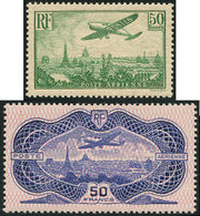 ** POSTE AERIENNE - 14 Et 15, 50f. Vert Et 50f. Burelé, TB - 1927-1959 Nuevos