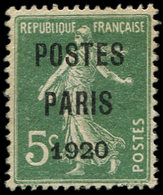 (*) PREOBLITERES - 24   5c. Vert, POSTES PARIS 1920, TB - 1893-1947