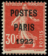 ** PREOBLITERES - 32  30c. Rouge, POSTES PARIS 1922, Inf. Craquelure De G., TB. C - 1893-1947