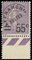 ** PREOBLITERES - 47  Semeuse Lignée, 55c. S. 60c. Violet, Bdf, TB - 1893-1947