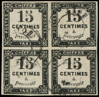 TAXE - 4   15c. Noir Litho, BLOC De 4 Obl. Càd, RR Et TB - 1859-1959 Cartas & Documentos