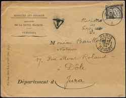 Let TAXE - 16  15c. Noir, Obl. Càd 13/1/94 S. Env. à Entête "Ministère Des Finances" Et Griffe Triangulaire T, Arr. DOLE - 1859-1959 Cartas & Documentos