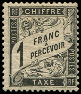 * TAXE - 22   1f. Noir, TB. Br - 1859-1959 Lettres & Documents