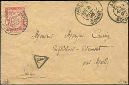 Let TAXE - 34  30c. Rouge-orange, Obl. Càd MAILLY-MAILLET 3/4/95 S. Env., Càd AMIENS 2/4/95, TB. J - 1859-1959 Cartas & Documentos