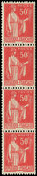 ** ROULETTES - 32  Paix, 50c. Rose Rouge, T IIB, BANDE De 4, TB - Rollo De Sellos