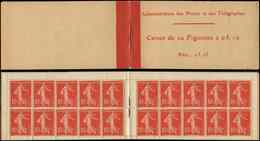 CARNETS (N° Yvert) - 135-C1    Semeuse Chiffres Maigres, 10c. Rouge, N°135c, T III, Carnet De 20, TB - Autres & Non Classés