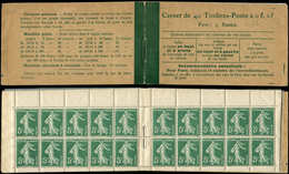 CARNETS (N° Yvert) - 137-C9    Semeuse Camée,  5c. Vert, N°137d, T II, Couv. Postale, Loi Du 29/3/20, TB - Otros & Sin Clasificación