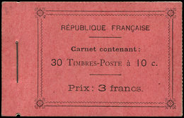 CARNETS (N° Yvert) - 138-C9    Semeuse Camée, 10c. Rouge, N°138f, T II, Papier X Peu Strié, TB - Autres & Non Classés