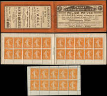 CARNETS (N° Yvert) - 158-C2    Semeuse Camée,  5c. Orange, N°158a, T IIA, S. 5, POLICE PRIVEE-L'AIGLE + N°158 En BLOC De - Autres & Non Classés