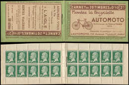 CARNETS (N° Yvert) - 170-C1    Pasteur, 10c. Vert, N°170, S. 49, AUTOMOTO-L'AIGLE, TB - Autres & Non Classés