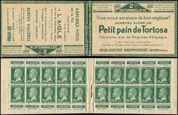 CARNETS (N° Yvert) - 170-CP 2   Pasteur, 10c. Vert, N°170, S. 93, TORTOSA-L'AIGLE, Villes De Normandie, TTB - Autres & Non Classés