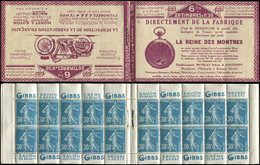 CARNETS (N° Yvert) - 192-C2    Semeuse Camée, 30c. Bleu, N°192b, T IIB, S. 102-O REINE DES MONTRES/MOTO, TTB - Otros & Sin Clasificación