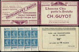 CARNETS (N° Yvert) - 192-C2    Semeuse Camée, 30c. Bleu, N°192b, T IIB, S. 102-E, CH. GUYOT/USINE LAFONTAINE, TB - Autres & Non Classés