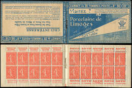 CARNETS (N° Yvert) - 199-C28   Semeuse Lignée, 50c. Rouge, N°199e, T IIB, S. 180, PORCELAINE De LIMOGES, Un Ex. Grain Da - Autres & Non Classés