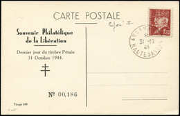 Let TIMBRES DE LIBERATION - ANNEMASSE N°515 : 1f20 Brun-rouge, Perforé Croix De Lorraine, Obl. ANNEMASSE 31/10/44 S. Car - Libération