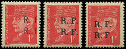 * TIMBRES DE LIBERATION - BORDEAUX 4a : 1f. Rouge, DOUBLE Surcharge T I, II Et III, TB - Libération