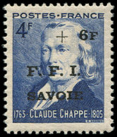 ** TIMBRES DE LIBERATION - CHAMBERY 14C : +6f. Sur 4f. Bleu, Chappe, TB - Libération