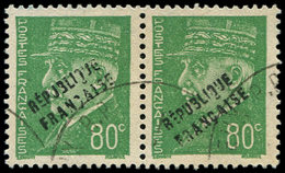 TIMBRES DE LIBERATION - EVREUX 7 : 80c. Vert, PAIRE Obl., TB, Signée Mayer - Liberación