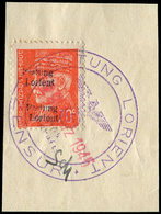 TIMBRES DE LIBERATION - LORIENT 6 : 70c. Orange, DOUBLE Surcharge, Obl. 19/3/45 Sur Fragt, R Et TB - Liberación