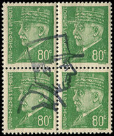 ** TIMBRES DE LIBERATION - MARSEILLE 513 : 80c. Vert-jaune, BLOC De 4 Surch. De Gaulle De Profil, TB - Liberación